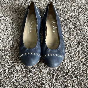 AGL blue leather ballet flats